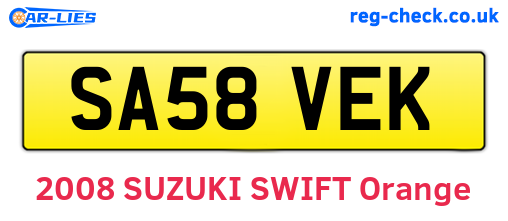SA58VEK are the vehicle registration plates.