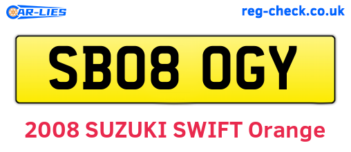 SB08OGY are the vehicle registration plates.