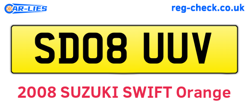 SD08UUV are the vehicle registration plates.