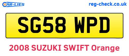 SG58WPD are the vehicle registration plates.