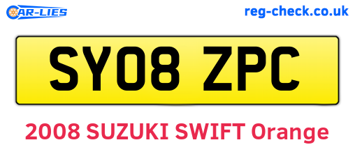 SY08ZPC are the vehicle registration plates.
