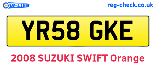 YR58GKE are the vehicle registration plates.