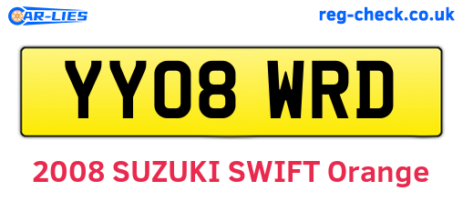 YY08WRD are the vehicle registration plates.