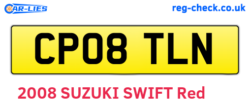 CP08TLN are the vehicle registration plates.