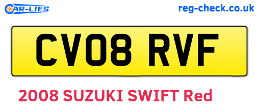 CV08RVF are the vehicle registration plates.