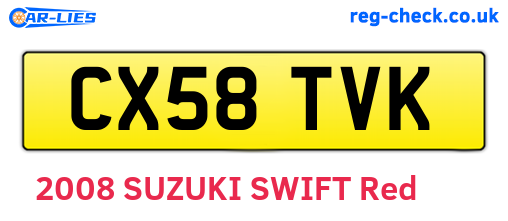 CX58TVK are the vehicle registration plates.