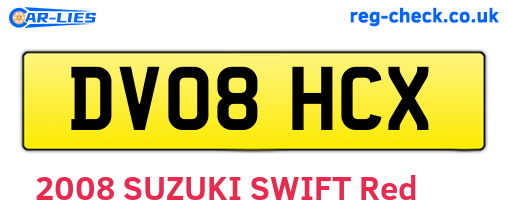 DV08HCX are the vehicle registration plates.