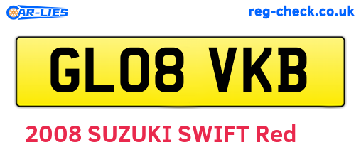 GL08VKB are the vehicle registration plates.