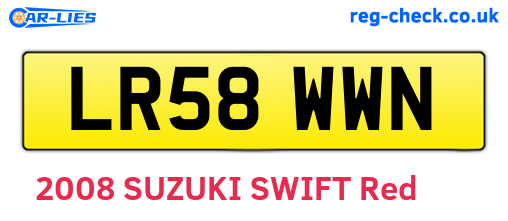 LR58WWN are the vehicle registration plates.