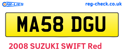 MA58DGU are the vehicle registration plates.