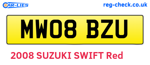 MW08BZU are the vehicle registration plates.