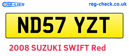 ND57YZT are the vehicle registration plates.