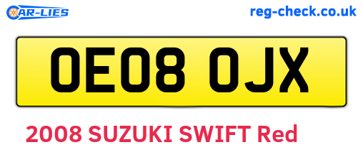 OE08OJX are the vehicle registration plates.