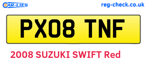 PX08TNF are the vehicle registration plates.