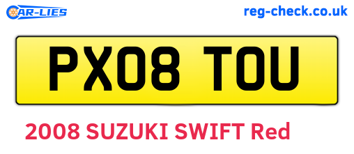 PX08TOU are the vehicle registration plates.