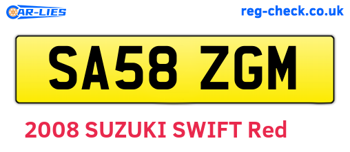 SA58ZGM are the vehicle registration plates.