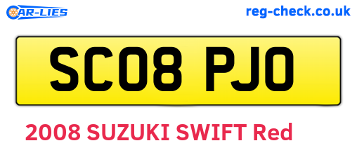SC08PJO are the vehicle registration plates.