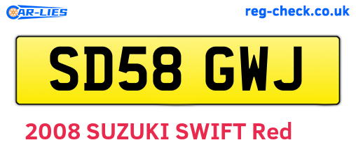SD58GWJ are the vehicle registration plates.