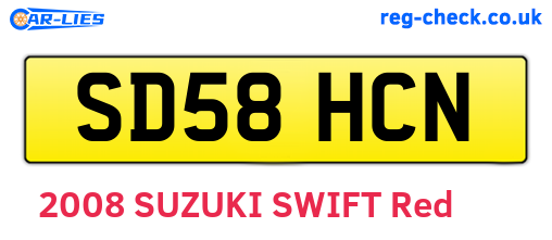 SD58HCN are the vehicle registration plates.