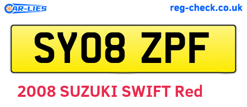 SY08ZPF are the vehicle registration plates.