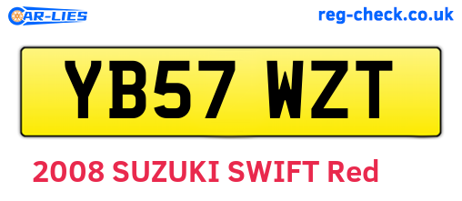 YB57WZT are the vehicle registration plates.