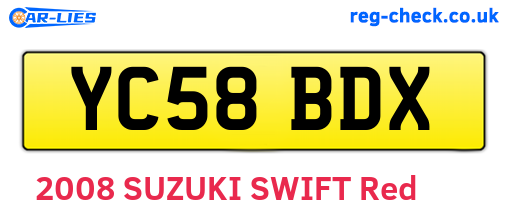 YC58BDX are the vehicle registration plates.
