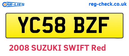 YC58BZF are the vehicle registration plates.