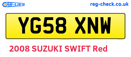 YG58XNW are the vehicle registration plates.