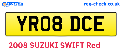 YR08DCE are the vehicle registration plates.