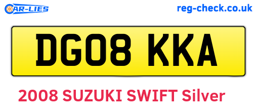 DG08KKA are the vehicle registration plates.