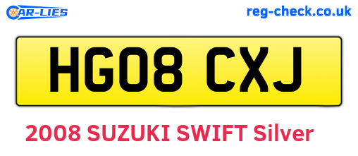 HG08CXJ are the vehicle registration plates.