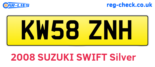 KW58ZNH are the vehicle registration plates.