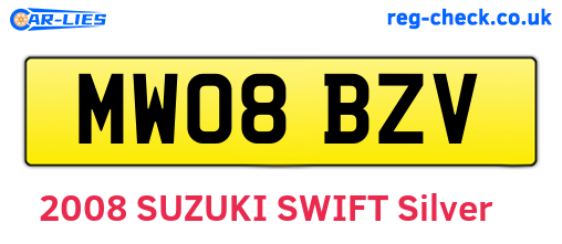 MW08BZV are the vehicle registration plates.