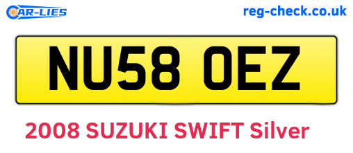 NU58OEZ are the vehicle registration plates.