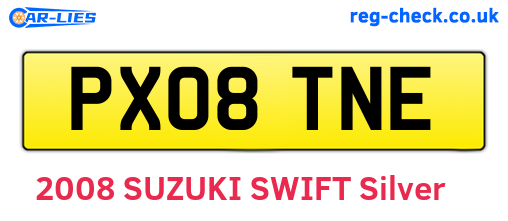 PX08TNE are the vehicle registration plates.