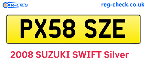 PX58SZE are the vehicle registration plates.