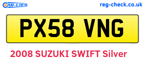 PX58VNG are the vehicle registration plates.