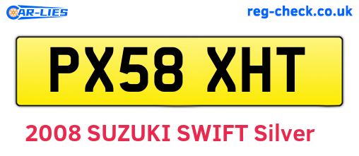 PX58XHT are the vehicle registration plates.