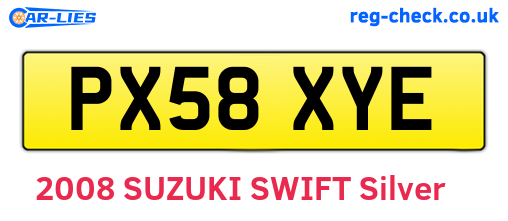PX58XYE are the vehicle registration plates.