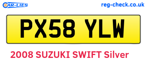 PX58YLW are the vehicle registration plates.
