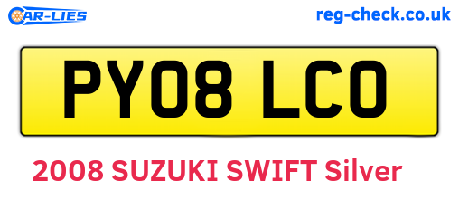 PY08LCO are the vehicle registration plates.