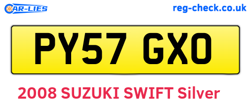 PY57GXO are the vehicle registration plates.
