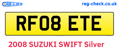 RF08ETE are the vehicle registration plates.
