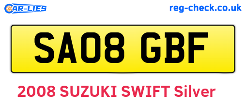 SA08GBF are the vehicle registration plates.