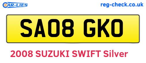 SA08GKO are the vehicle registration plates.