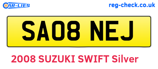 SA08NEJ are the vehicle registration plates.