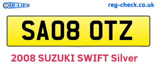 SA08OTZ are the vehicle registration plates.