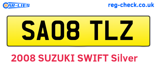 SA08TLZ are the vehicle registration plates.