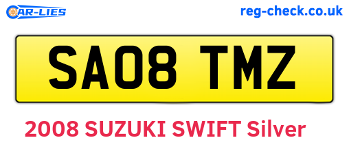 SA08TMZ are the vehicle registration plates.