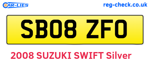 SB08ZFO are the vehicle registration plates.